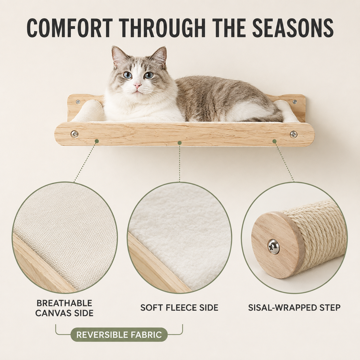 4-Piece Wall-Mounted Cat Climbing Set with Hammocks & Scratching Posts