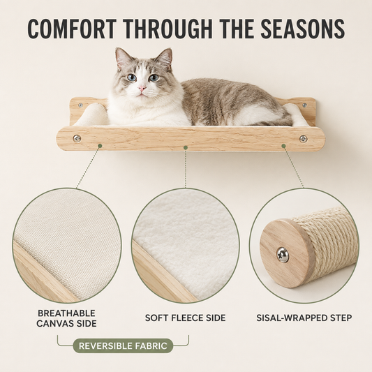 4-Piece Wall-Mounted Cat Climbing Set with Hammocks & Scratching Posts