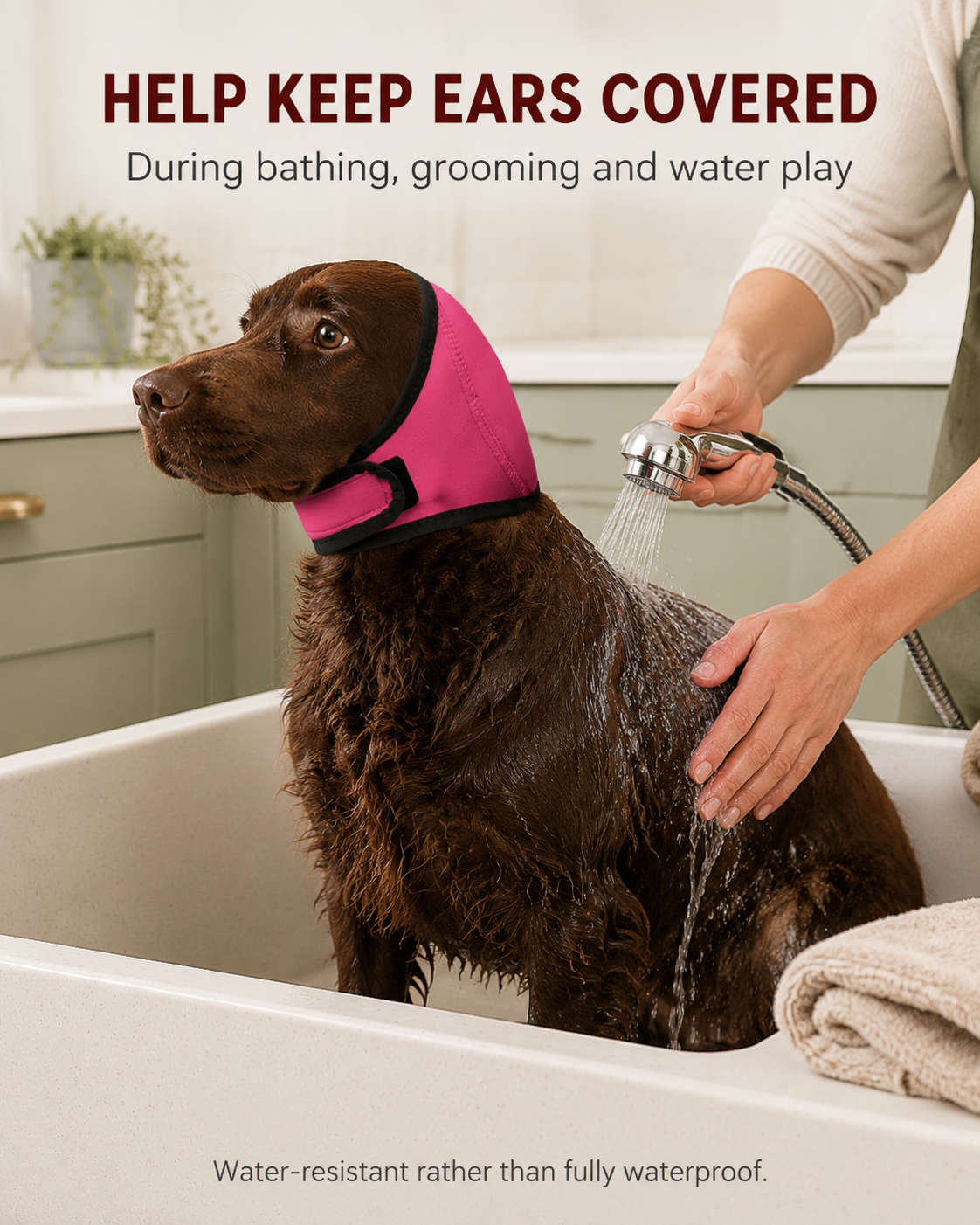 Water-Resistant Dog Ear Cover – Swimming & Noise-Reducing Hood