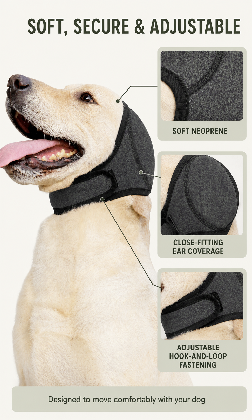Water-Resistant Dog Ear Cover – Swimming & Noise-Reducing Hood