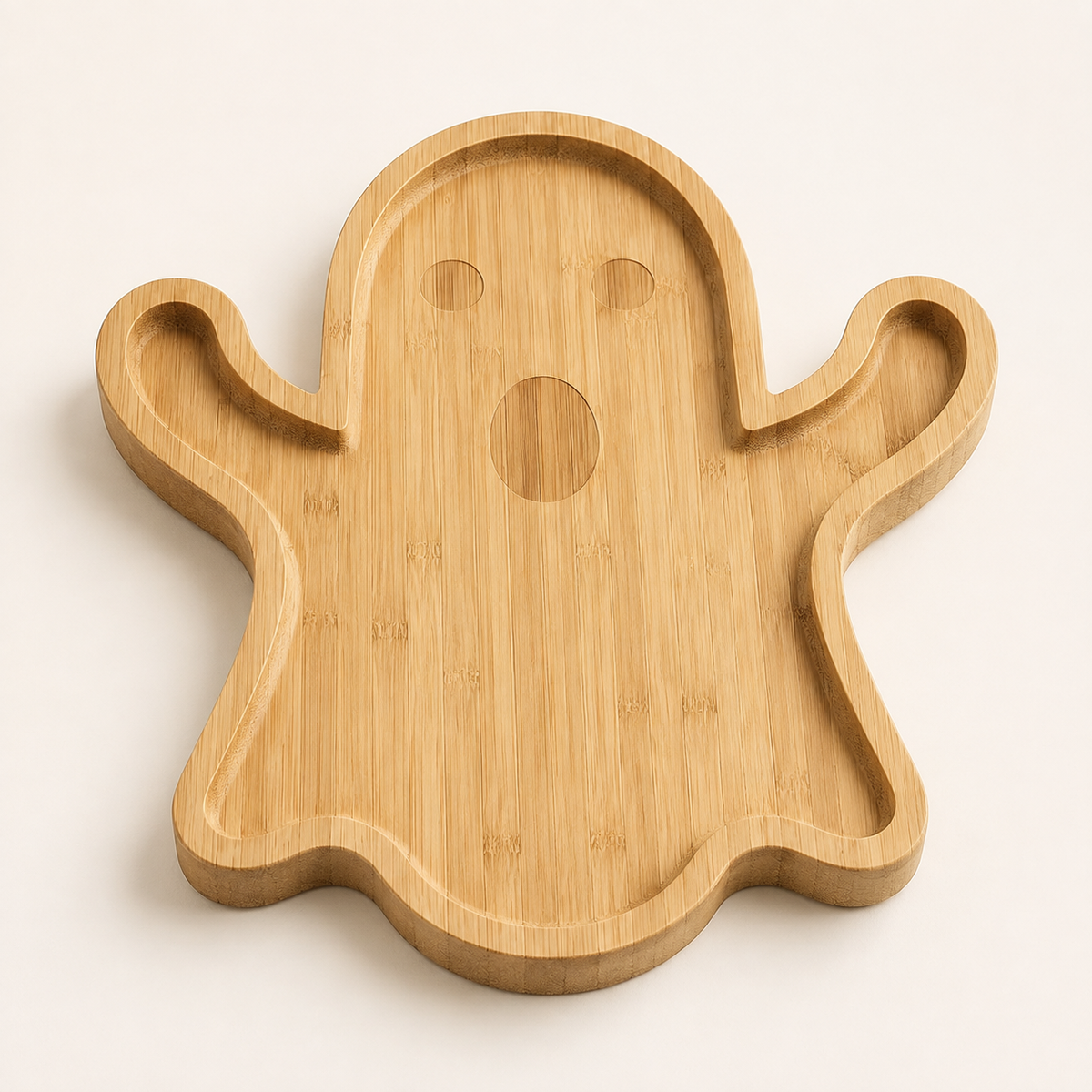 Ghost-Shaped Bamboo Serving Board – Halloween Snack Platter