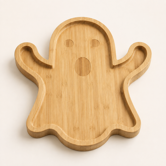 Ghost-Shaped Bamboo Serving Board – Halloween Snack Platter