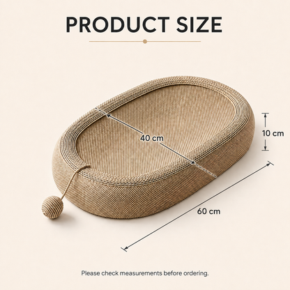 Oval Sisal Cat Scratcher & Cosy Lounger Bed with Play Ball