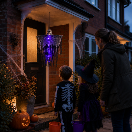 Light-Up Hanging Skeleton Ghost – 80 cm Halloween Decoration