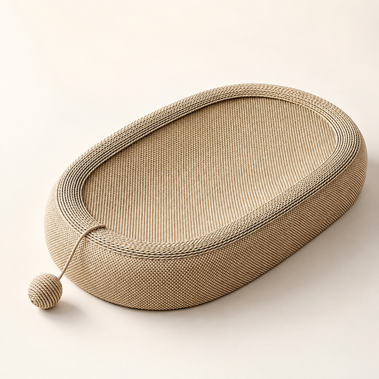 Oval Sisal Cat Scratcher & Cosy Lounger Bed with Play Ball
