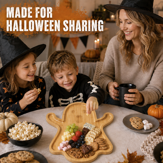 Ghost-Shaped Bamboo Serving Board – Halloween Snack Platter