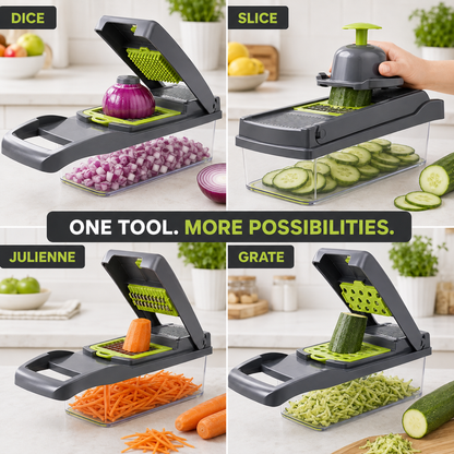 16-in-1 Vegetable Chopper, Slicer & Grater with 1.5L Container