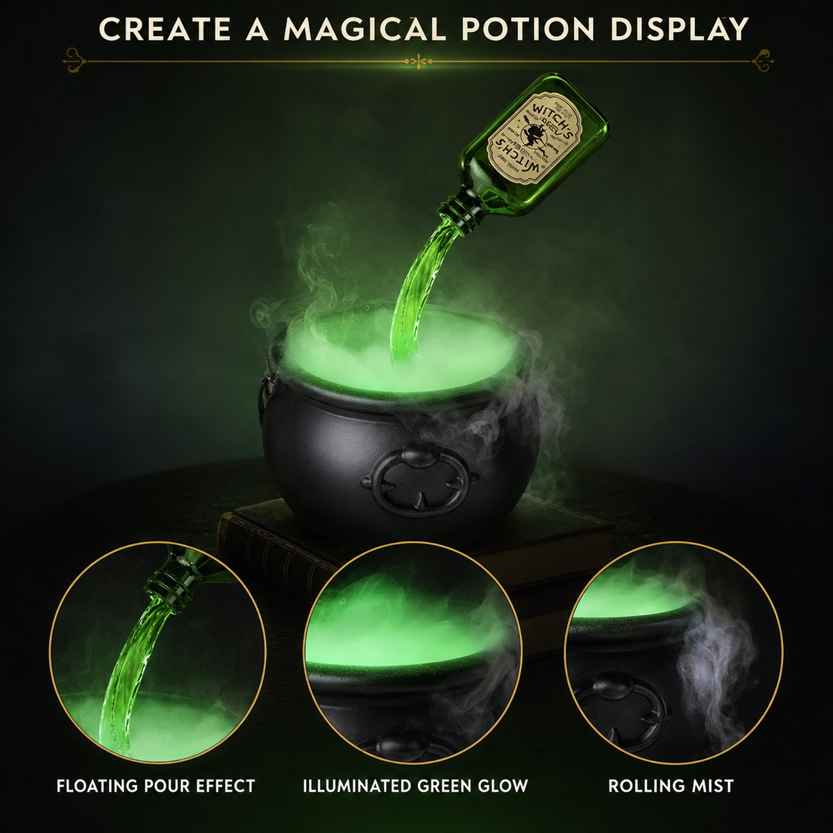 Floating Potion Cauldron – Light-Up Halloween Mist Decoration