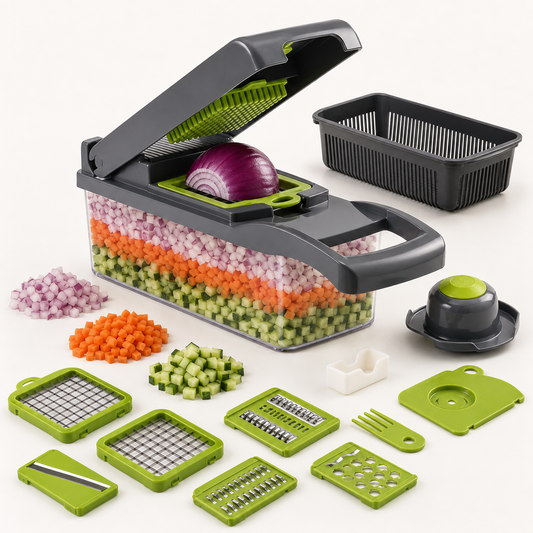 16-in-1 Vegetable Chopper, Slicer & Grater with 1.5L Container