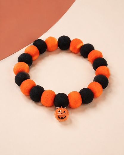 Halloween Pumpkin Bell Pom-Pom Pet Necklace