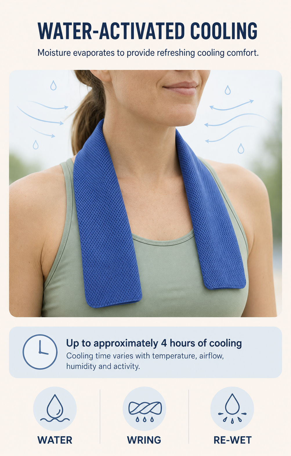 Reusable Water-Activated PVA Cooling Towel